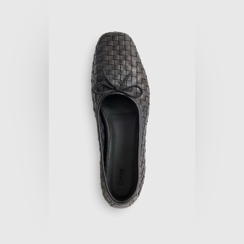 Quince Black Woven Leather Ballet Flats - Picture 2 of 8